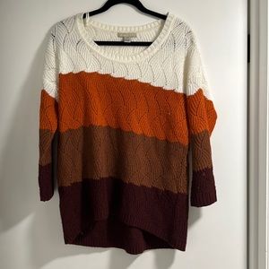 Striped fall color block sweater